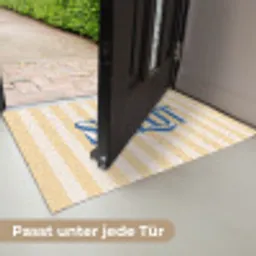 Salut - Quote - Strepen - Geel - Blauw - Wit Deurmat klein -USP_DE
