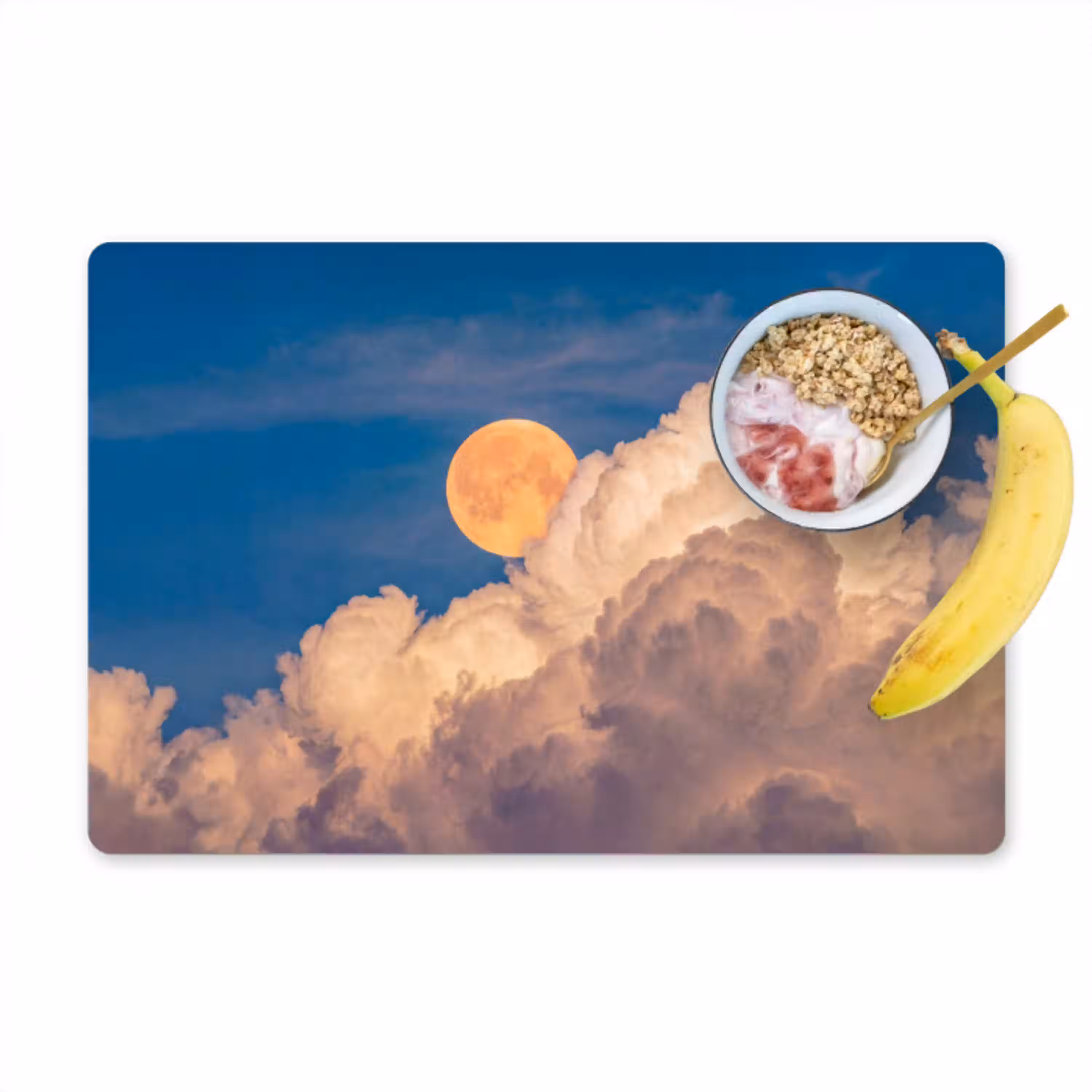Maan - Wolken - Natuur - Oranje Placemat vinyl groot -zzzproduct_Kitchenyeah-website
