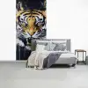 Tijger - Verfspatten - Goud fotobehang vinyl groot -slaapkamer