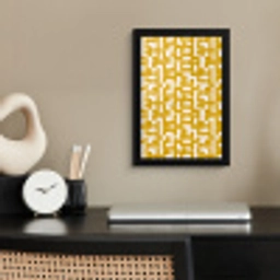 Geel - Beige - Patroon fotolijst zwart zonder passe partout klein 224 -sfeer1