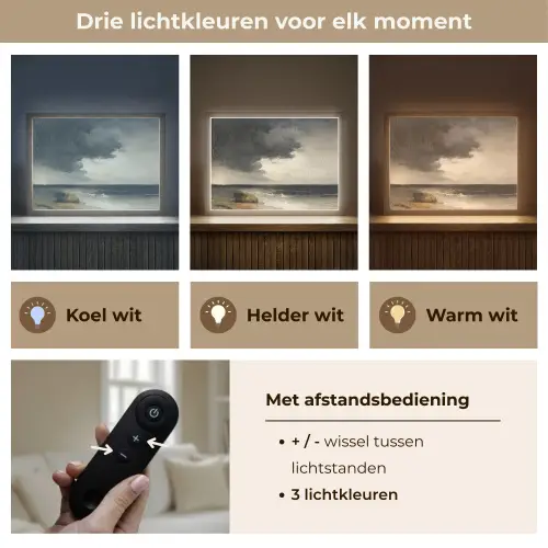 Kust - Golven - Rots - Storm Light Box met batterij (Wandlamp) middel -USP_lichtkleurNL