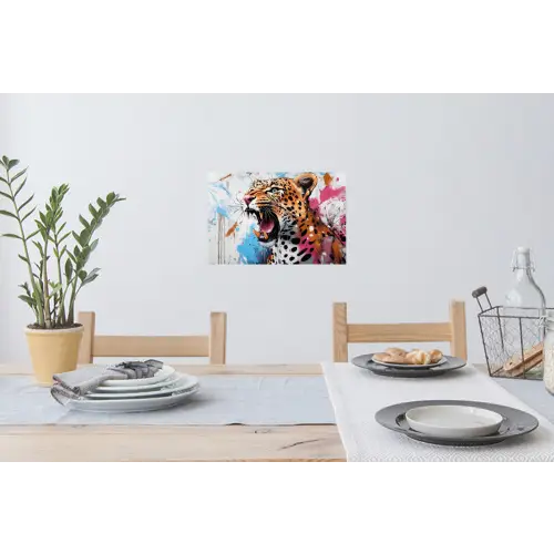 Abstract - Luipaard - Kleurrijk Muursticker klein -eettafel