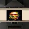Hamburger - Graffiti - Verf - Kleurrijk - Eten - Abstract keuken achterwand spatscherm klein -sfeer1