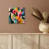 Schilderij - Abstract - Bloemen - Roze aluminium wit klein -sfeer4