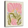 Bloemen - Bladeren - Abstract - Roze Textielframe zwart klein -3d