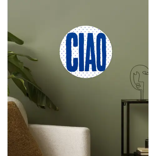 Ciao - Blauw - Stippen Wandcirkel behangsticker klein -sfeer2