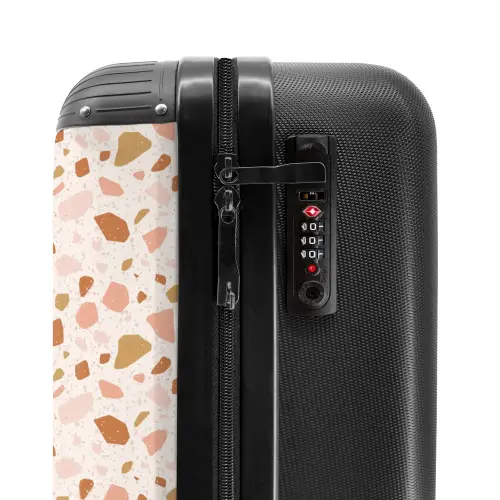 Terrazzo patroon veelkleurig beige roze NBS - Handbagage koffer - Kinderen Unisex middel -slot