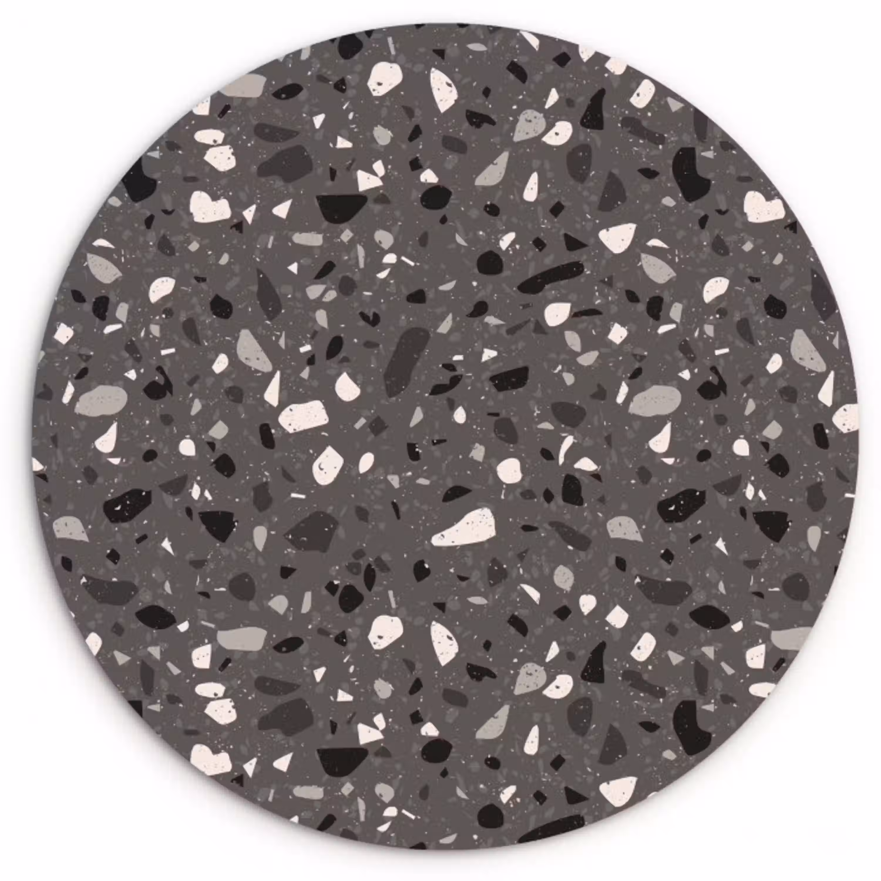 Terrazzo -  Patroon - Grijs Wandcirkel kunststof plaat 5mm dik klein 188 -3d