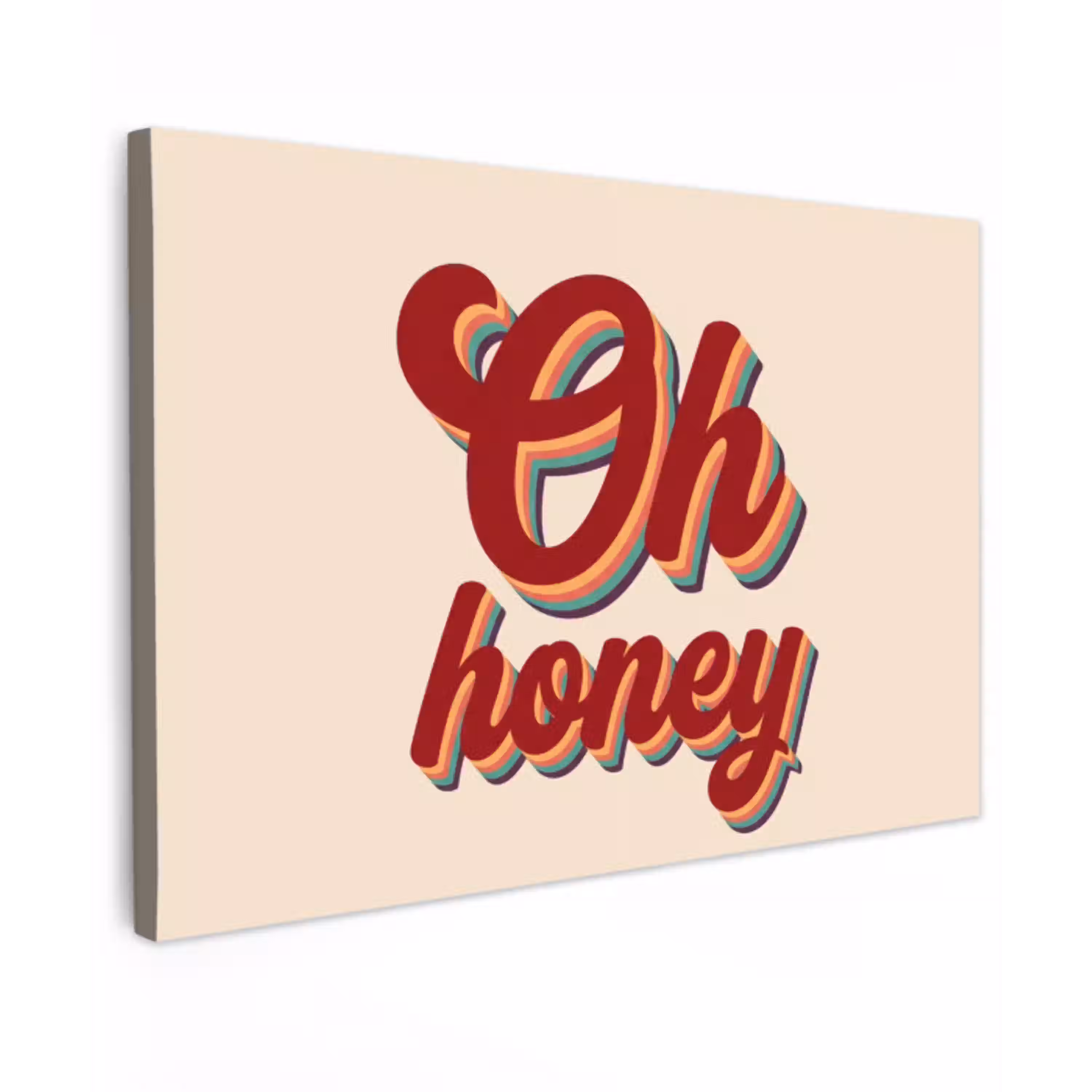 Oh honey - Rood - Schaduw Tuinposter op houten frame 2 cm dik klein -3d