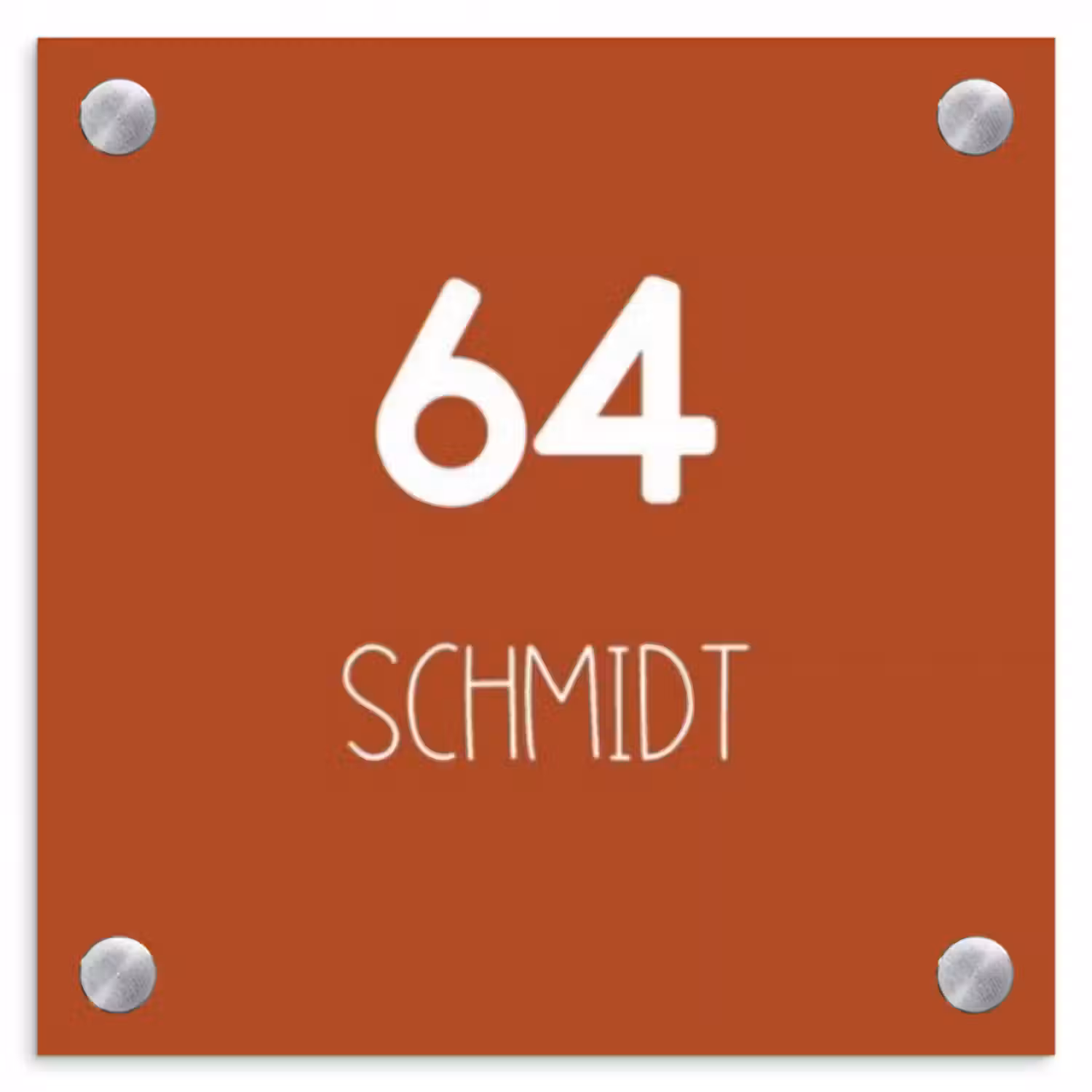 Namensschild Haustür Quadratisch - Rostbraun - Modern