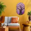Levensboom - Boom - Paars - Goud - Modern Wandcirkel Ovaal Forex klein -sfeer4