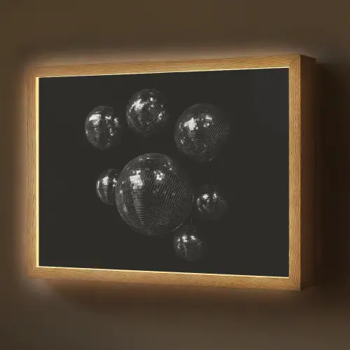 Discoballen - Minimalistisch - Zwart Light Box met batterij (Wandlamp) middel -z3d_website
