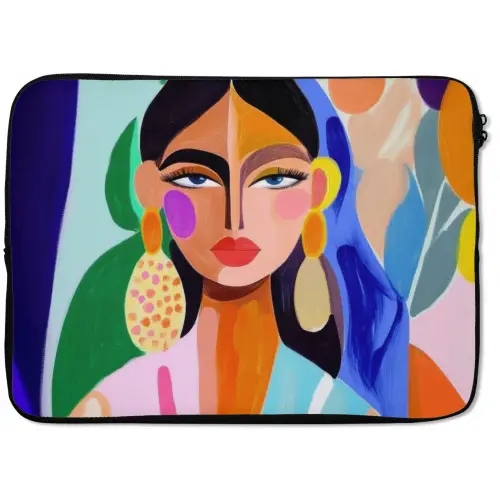 Portret - Vrouw - Modern laptophoes neopreen klein -zkaufland3dotto