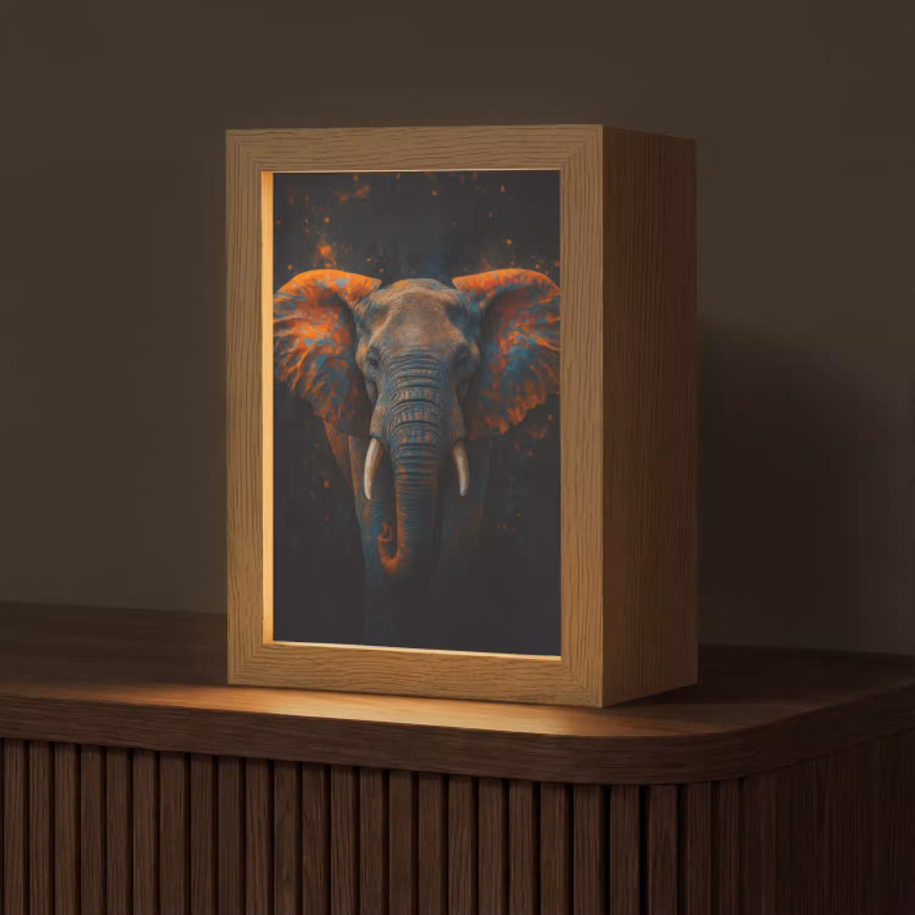 Olifant - Oranje - Oren Light Box met kabel (Tafellamp) klein -z3d_website