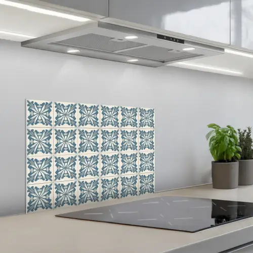 Dessin - Tegel - Blauw keuken achterwand spatscherm klein 900 -3d_schuin