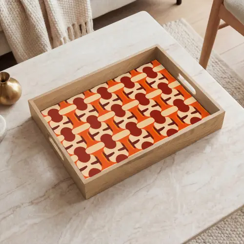 Geometrisch - Retro - Oranje Dienblad Rechthoek middel 911 -sfeer1