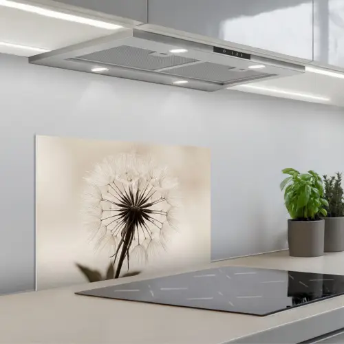 Paardenbloem - Minimalistisch - Wit keuken achterwand spatscherm klein -3d_schuin