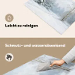 Bospad - Dennen - Sneeuw - Winter - Rustgevend Inductie beschemer met haakjes klein -ky-schoon-de