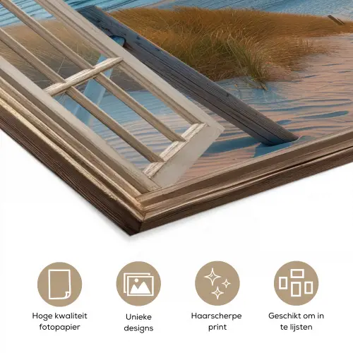 Doorkijk - Strand - Pad - Zonsondergang poster papier klein -closeup_NL