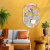 Abstract - Bloemen - Bladeren Wandcirkel Ovaal Glas middel -sfeer4