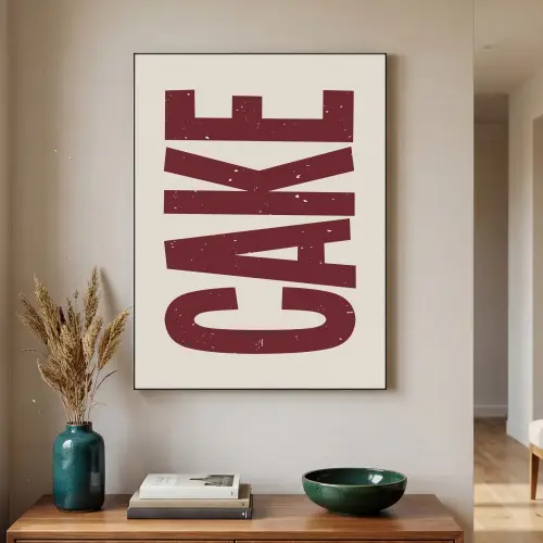 Red - Cake - Decoratie - Eten Textielframe zwart klein -sfeer1