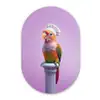 Papegaai - Koksmuts - Pilaar - Vogel Wandcirkel Ovaal Glas middel -3d