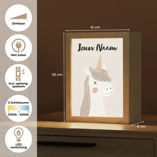 Eenhoorn - Pastel kleuren - Unicorn Light Box met kabel (Kinderlampje) klein -USP_NL