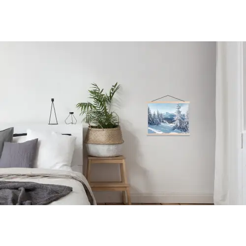 Winterlandschap - Natuur - Berg - Bomen - Sneeuw textielposter latten blank klein -woonkamer