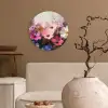 Bloemen - Kleurrijk - Bloei Wandcirkel kunststof plaat 5mm dik klein -sfeer1