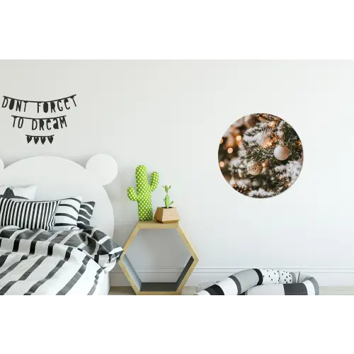 Kerst - Kerstboom - Winter - Binnen - Sneeuw Wandcirkel aluminium klein -kinderkamer