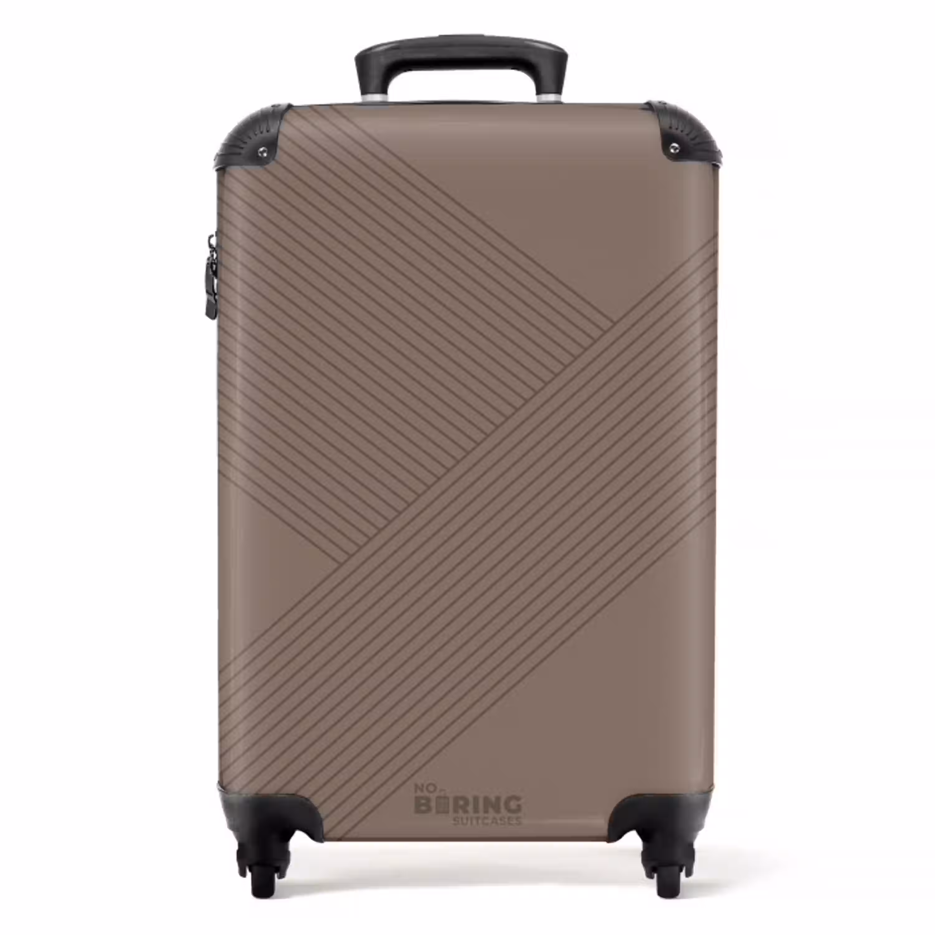 Minimal - Kruisende lijnen op taupe NBS - Handbagage koffer - Unisex middel -productfoto_recht