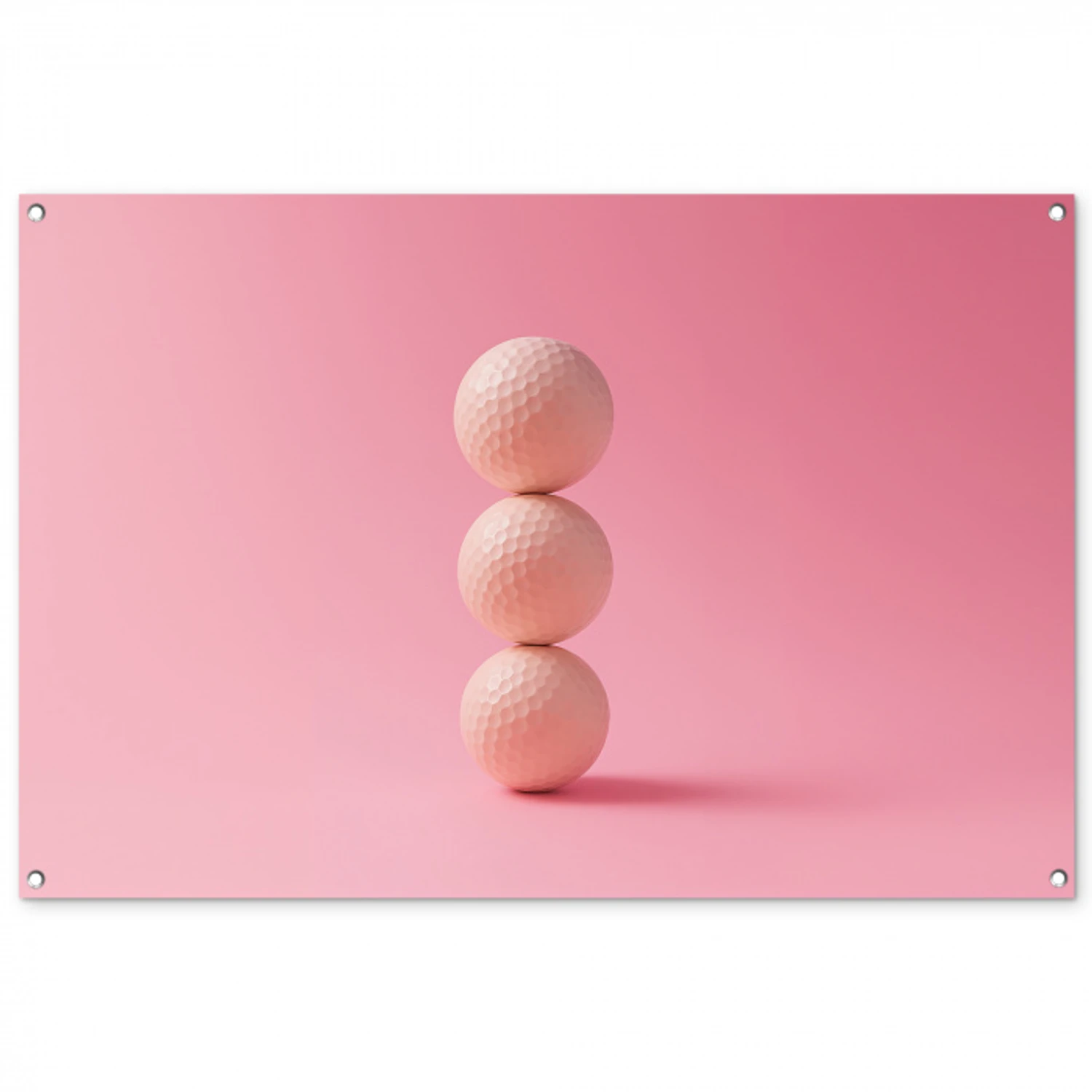 Golfballen - Roze - Drie tuinposter los doek groot -3d