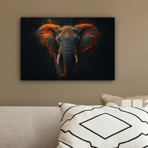 Olifant - Oranje - Oren canvas 2cm klein -sfeer3