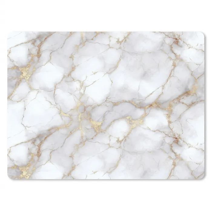 Wit - Goud - Marmer - Grijs muismat rubber klein 262 -3d