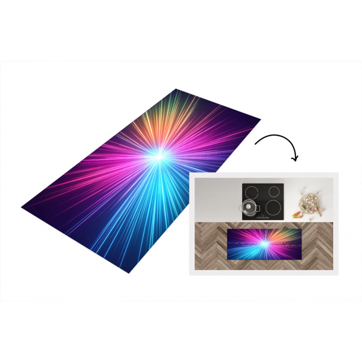 Abstract - Light - Burst - Modern - Colorful Keukenloper - keukenmat middel -3d