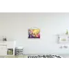 Vogels - Bloemen - Roze textielposter latten blank klein -kinderkamer