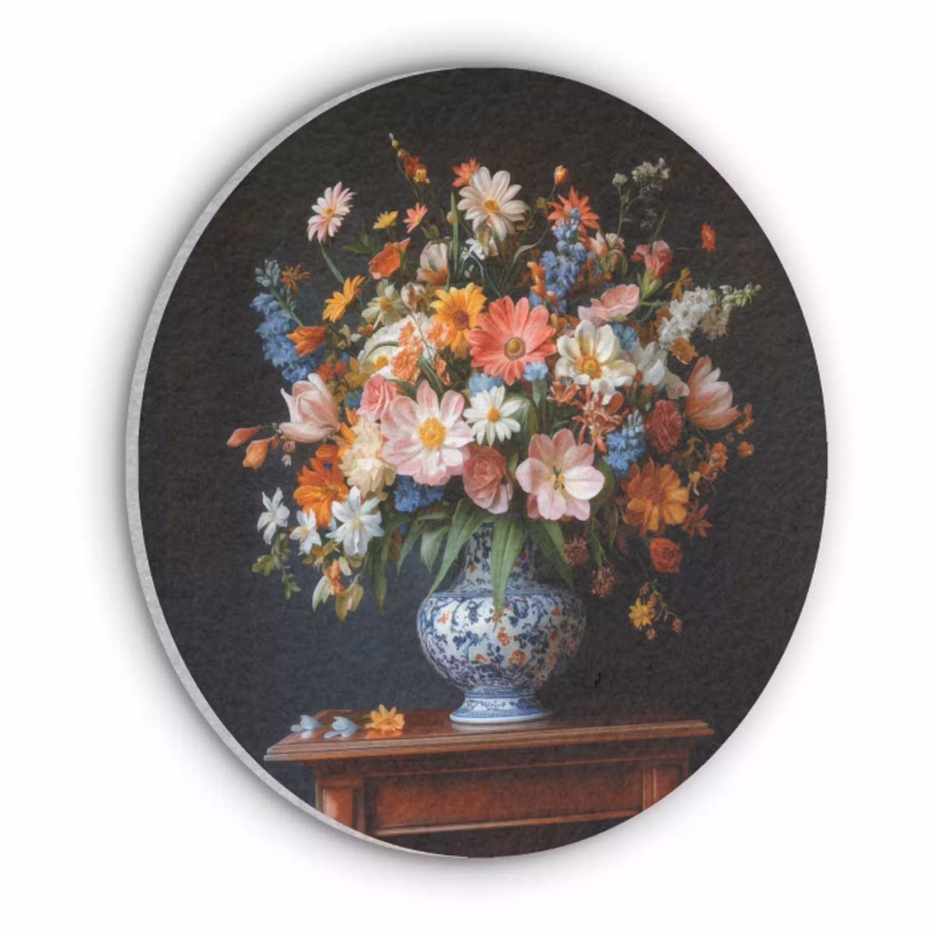 Boeket - Roze - Bloemen - Vaas Akoestische PET Vilt - Rond klein -3d