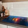 Skyline - Penseelstreken - Donkerblauw - Lichtgevend Inductie beschermer vinyl 3mm klein -sfeer3