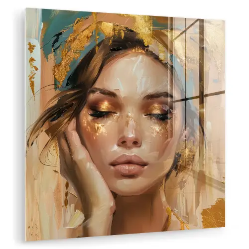Vrouwen - Portret - Luxe - Goud plexiglas 5mm klein -zzzproduct_nieuw