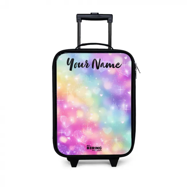 Licht - Regenboog - Hartjes Kinderkoffer - Zwart klein -3d