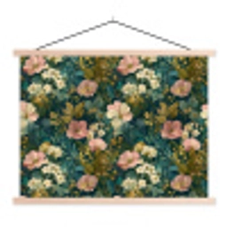 Wilde bloemen - Botanisch - Patroon - Roze - Romantisch textielposter latten blank klein 122 -3d