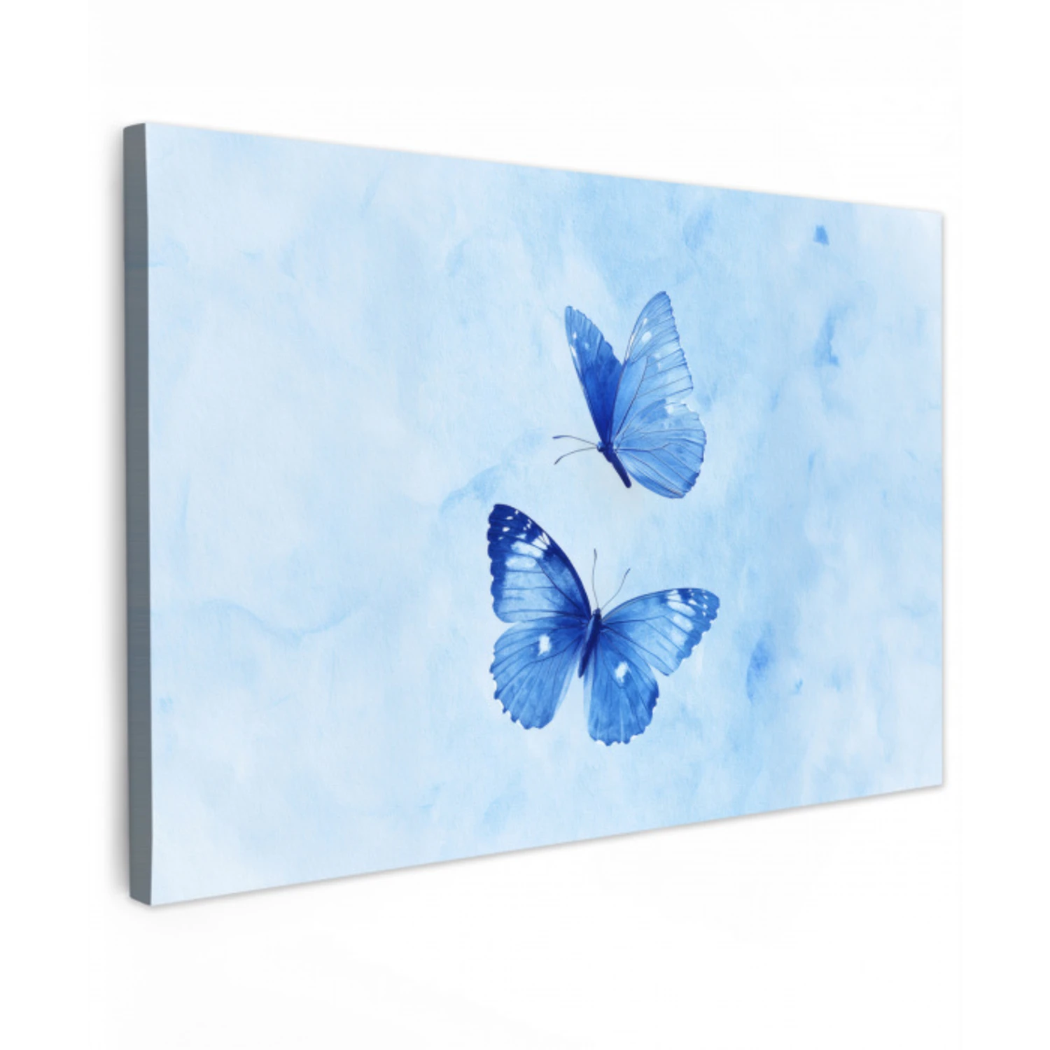 Vlinders - Sierlijk - Blauw Tuinposter op houten frame 2 cm dik klein -3d