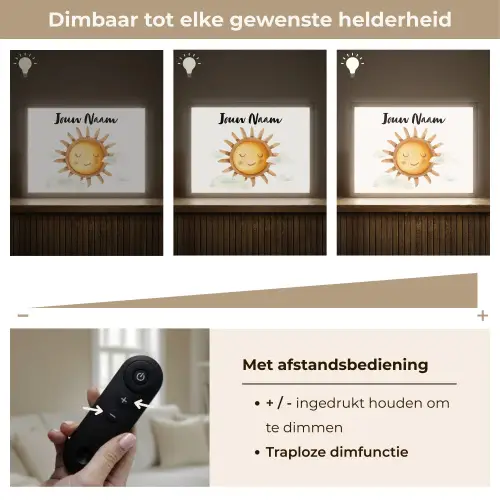 Zon - Wolken - Pastel kleuren Light Box met batterij (Wandlamp kind) middel -USP_dimbaarNL