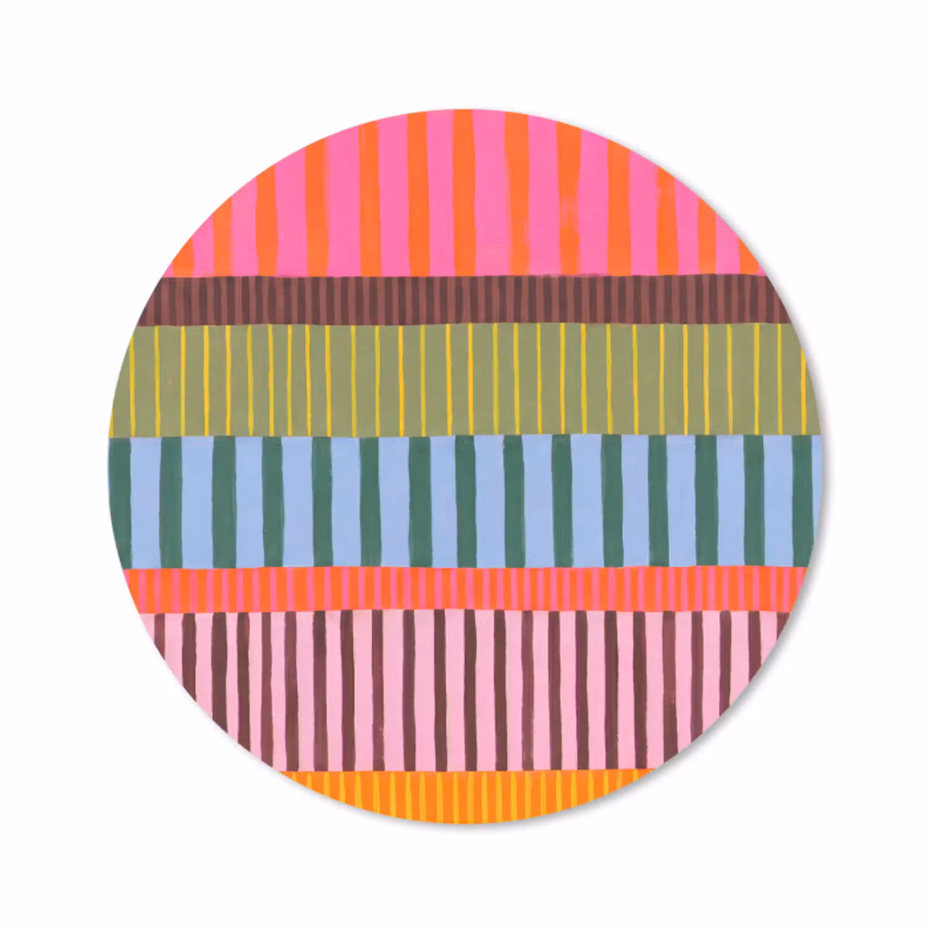 Abstract - Strepen - Modern - Kleurrijk - Kunst Muismat rond klein -3d