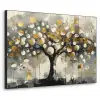 Boom - Abstract - Beige - Goud - Zwart Textielframe zwart klein -3d