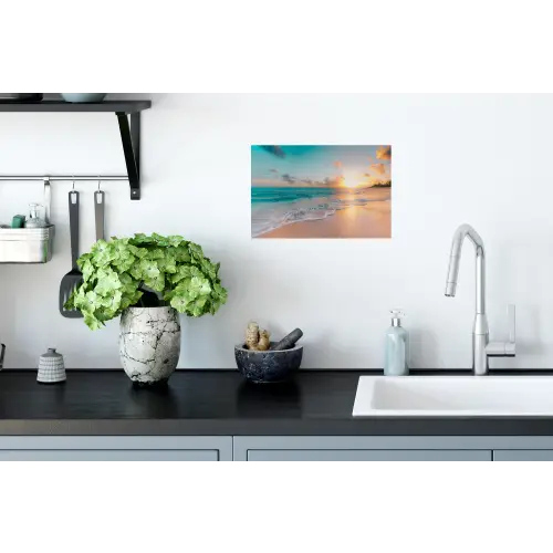 Zonsondergang - Strand - Zee - Zomer - Blauw Muursticker klein -keuken