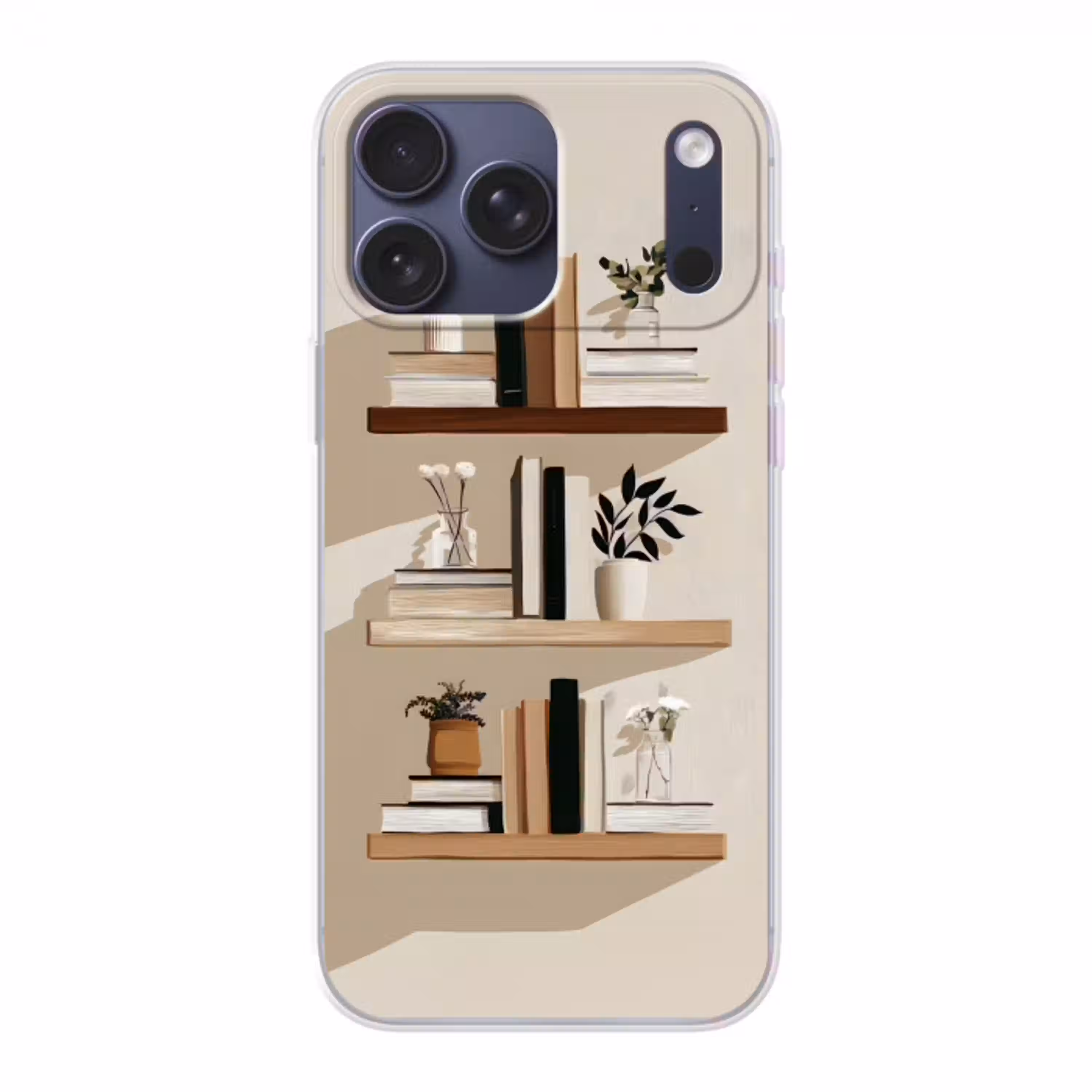 Plankjes - Boeken - Vaasjes - Planten Telefoonhoesje iPhone 17 Pro Max klein -3d