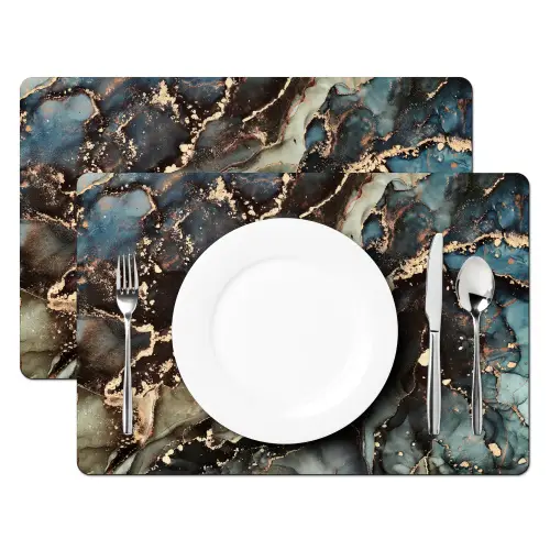 Marmer - Goud - Groen Placemat vinyl groot -zzsfeer2_Kitchenyeah-website