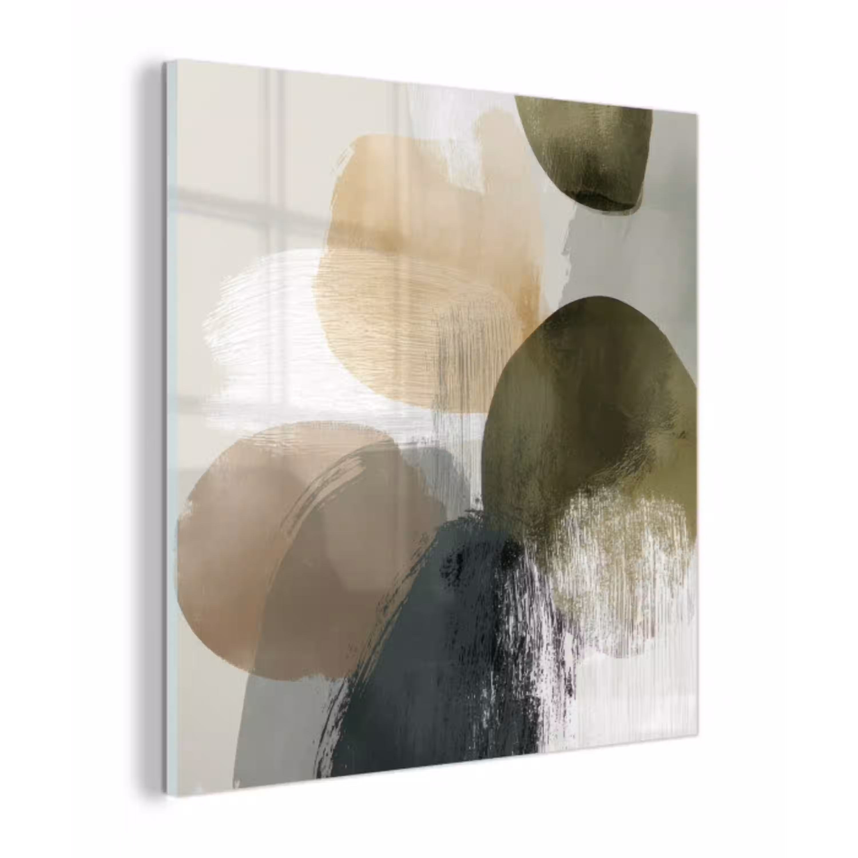 Minimalistisch - Cirkels - Penseelstreken - Beige plexiglas 5mm klein -z3d