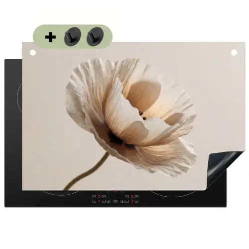 Bloem - Beige - Crème Inductie beschemer met haakjes klein -3d